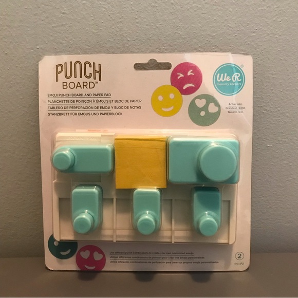 We R Memory Keepers Emoji Punch Board - Blue and Yellow. - Picture 1 of 2